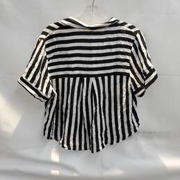 Free People Intimately Black Combo Short Sleeve Button Up Top NWT Size M alternative image