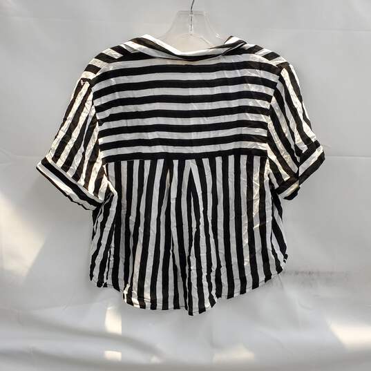 Free People Intimately Black Combo Short Sleeve Button Up Top NWT Size M image number 2
