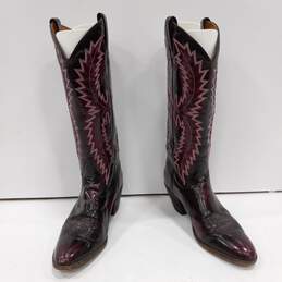 Dan Post Women's Embroidered Burgundy Leather Western Boots Size 7A