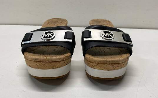 Michael Kors Warren Cork Black Wedge Slide Sandals Shoes Size 6.5 M image number 2