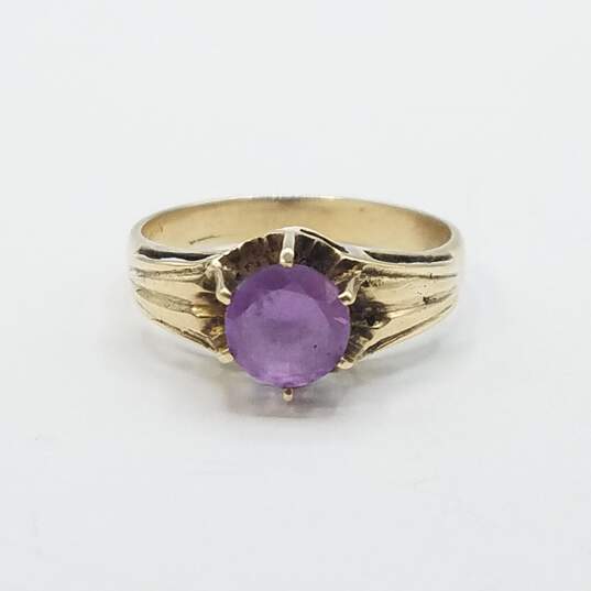 10K Gold Purple Sapphire Sz 7 1/2 Ring 2.6g image number 1