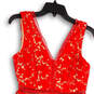 Womens Red Lace V-Neck Sleeveless Back Zip Fit & Flare Dress Size Small image number 3