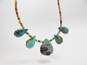 Artisan 925 Southwestern Turquoise Teardrops & Heishi Shell Beaded Toggle Necklace & Onyx Liquid Silver Bracelet 12.6g image number 4