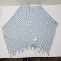 Sézane Blue and White Plaid Wool Scarf