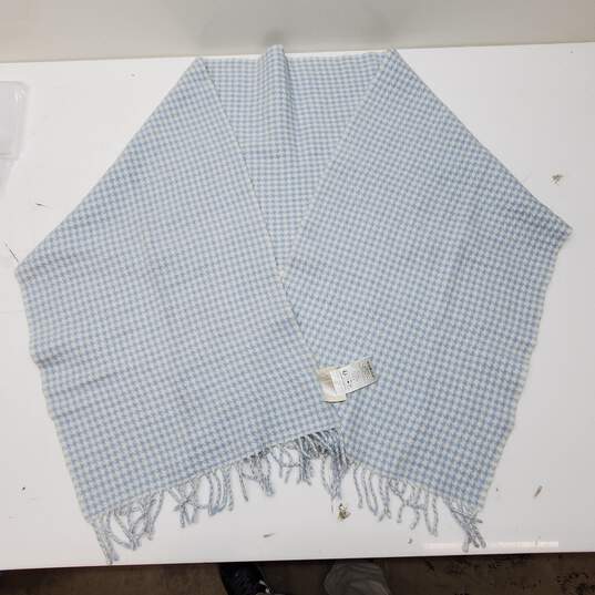 Sézane Blue and White Plaid Wool Scarf image number 1
