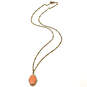 Designer J. Crew Gold-Tone Octagon Shape Orange Enamel Pendant Necklace image number 3