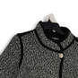 Womens Black White Tweed Long Sleeve Button Front Jacket Size Large image number 3