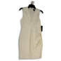 NWT Womens White V-Neck Ruched Sleeveless Back Zip Bodycon Dress Size Large image number 1