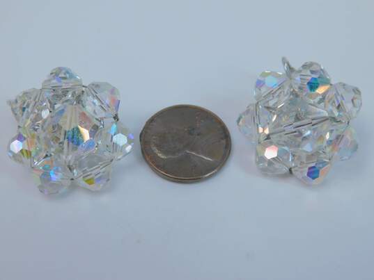 Vintage Icy Aurora Borealis & Faux Pearl Clip-On Earrings & Necklace 76.0g image number 6