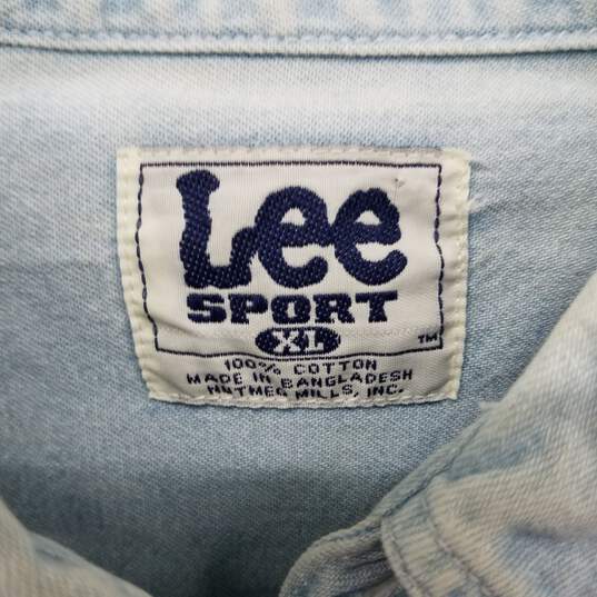 Lee Sport Vintage Light Blue Cotton Packers Button Up Denim Shirt WM Size XL image number 3