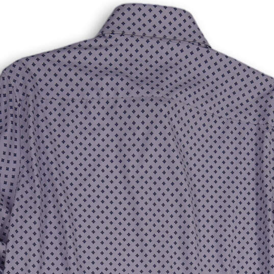 Mens Lavender Blue Geometric Print Long Sleeve Monaco Dress Shirt Size M image number 4