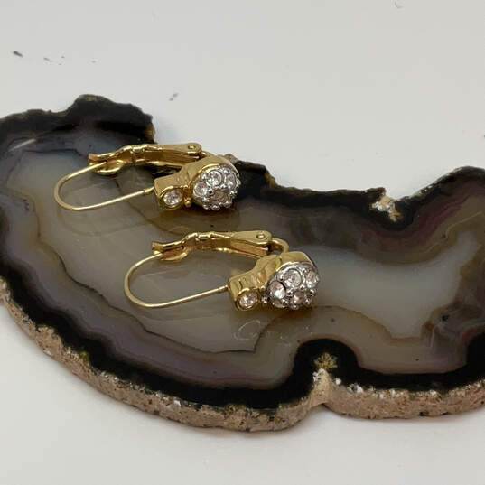 Designer Swarovski Gold-Tone Clear Crystal Clip On Hoop Earrings image number 3