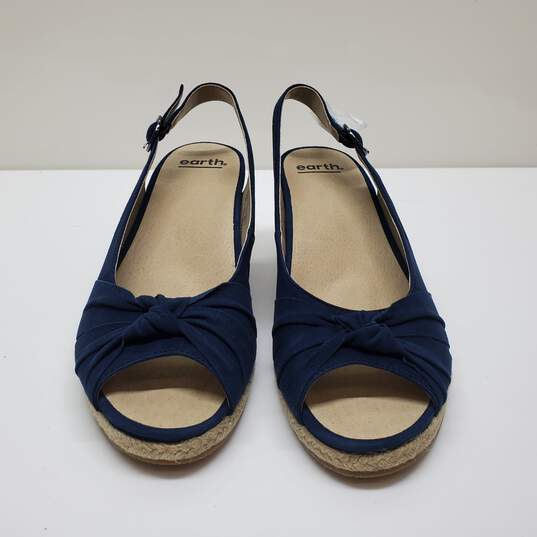 Earth Thara Bermuda Women's Navy Blue Espadrille Wedge Slingback Shoes Size 9 image number 2