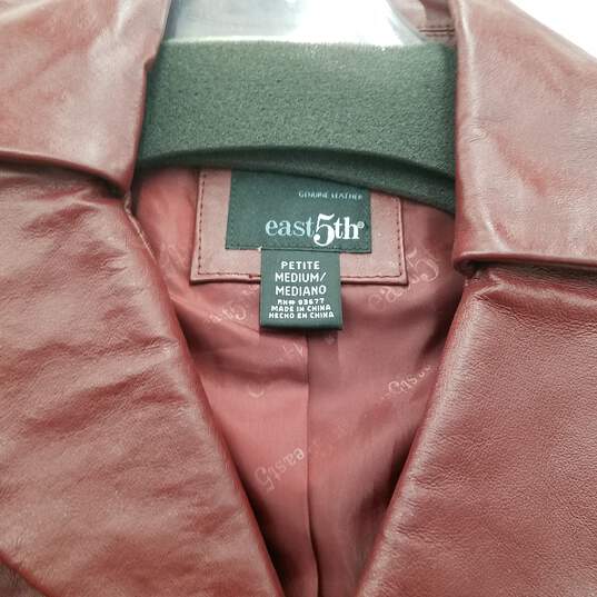 East 5th Red Leather Jacket Petite Size Medium image number 3