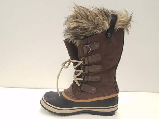 SOREL Joan Of Arctic Brown Rubber Suede Rain Snow Boots Women's Size 7 M image number 6