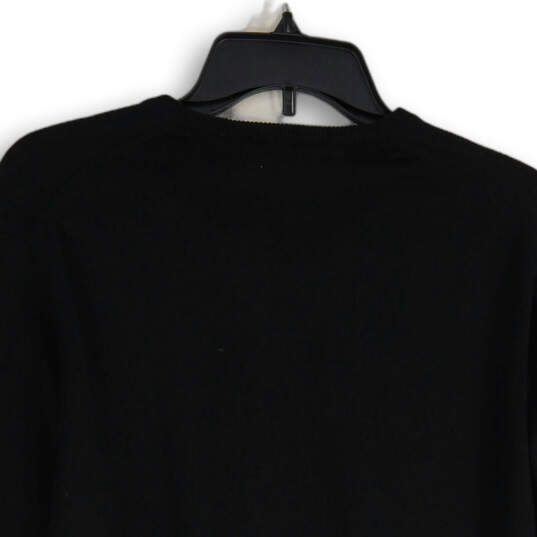 Mens Black Knitted V-Neck Long Sleeve Ribbed Hem Pullover Sweater Size Small image number 4