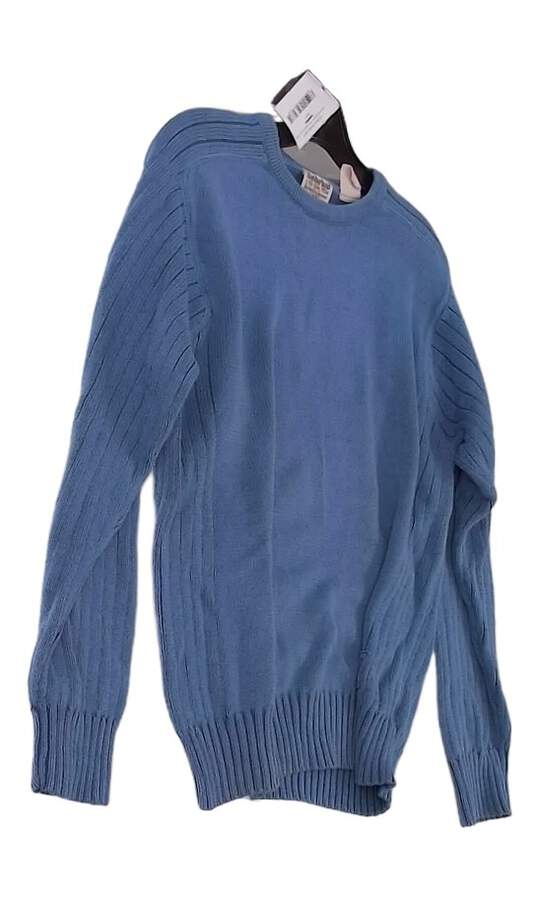 Mens Blue Long Sleeve Crew Neck knitted Pullover Sweater Size Small image number 2