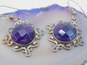 DRT Desert Rose Trading 925 Faceted Amethyst Circle Scrolled Drop Earrings 6.4g image number 1