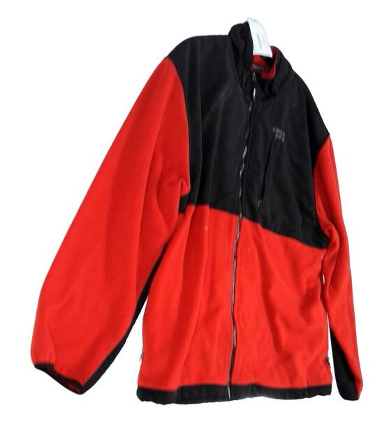 Mens Red Black Long Sleeve Pockets Casual Full Zip Jacket Size X Large image number 2