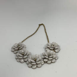 Designer J. Crew Gold-Tone White Flower Rhinestone Statement Necklace alternative image
