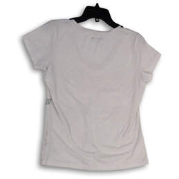 Womens White Graphic V-Neck Short Sleeve Stretch Pullover T-Shirt Size L alternative image