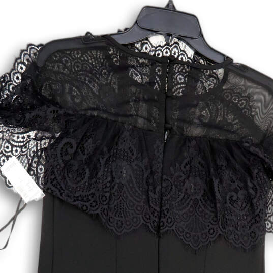 NWT Womens Black Lace Crew Neck Sleeveless Back Zip Mini Dress Size 2 image number 4