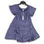 NWT Womens Blue Short Sleeve Ruffle Pullover A-Line Dress Size Medium image number 1