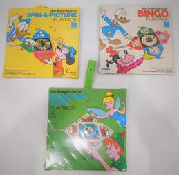 Vintage Disney Vinyl Playpack Travel Folding Board Games Mickey Donald Goofy Peter Pan