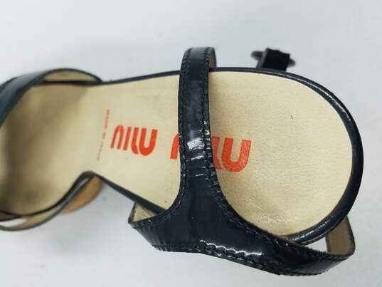 Miu Miu Black Patent Sandals Women's 9 | 39 image number 7