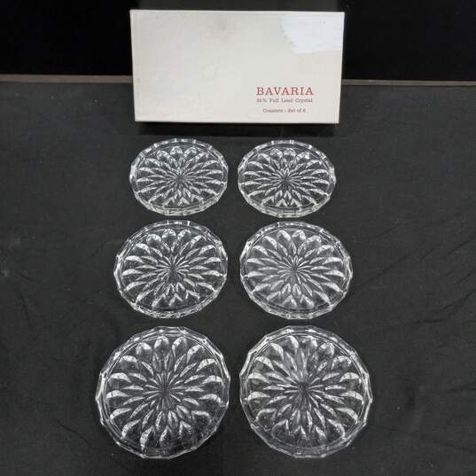 6pc. Set of Bavaria Lead Crystal Coasters in Box image number 1