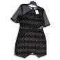 NWT Womens Black Mesh Asymmetrical Hem Back Zip A-Line Dress Size 12 image number 2
