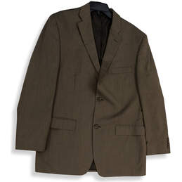 Mens Brown Long Sleeve Notch Lapel Front Pockets Two Button Blazer Size 42L