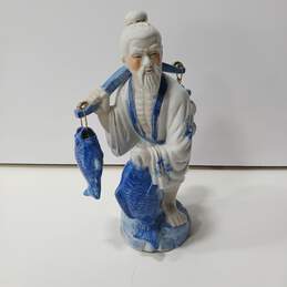 Old Japanese Man Vendor Ceramic Jar Sculpture