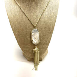 Designer Kendre Scott Gold-Tone Mother Of Pearl Tassel Pendant Necklace
