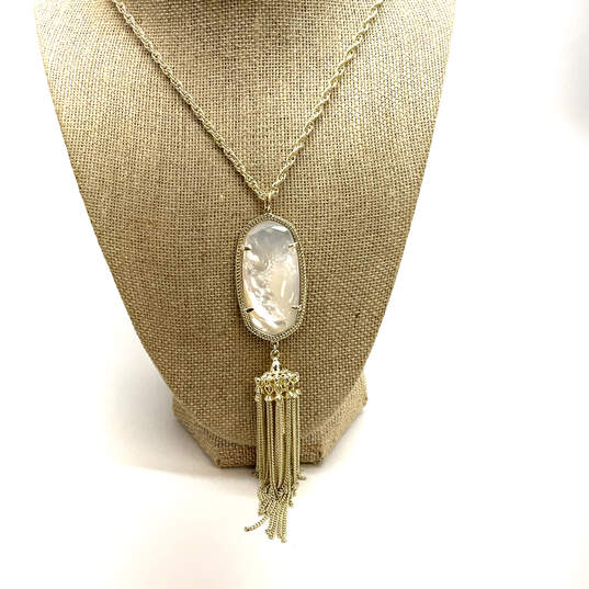Designer Kendre Scott Gold-Tone Mother Of Pearl Tassel Pendant Necklace image number 1