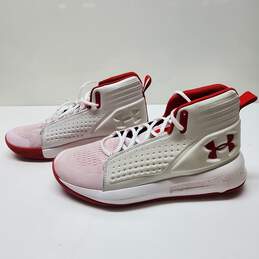 Under Armour White & Red High Top Sneakers Size 8.5