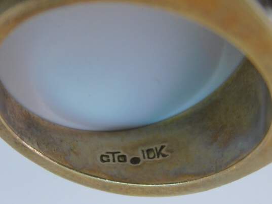 Men's Vintage 10K Yellow Gold 0.12 CTTW Round Diamond Service Ring 15.8g image number 4