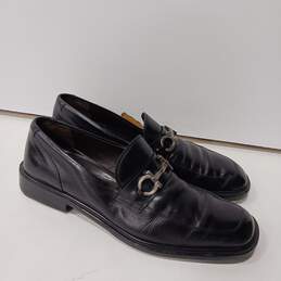 Salvatore Ferragamo Men's Black Leather Silver Buckle Loafer Dress Shoes Size 9M alternative image