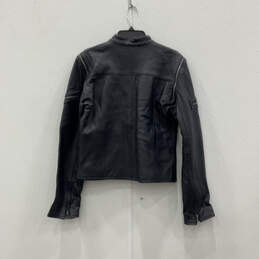 Mens Blue Leather Long Sleeve Pockets Full-Zip Biker Jacket Size 2X-Large alternative image
