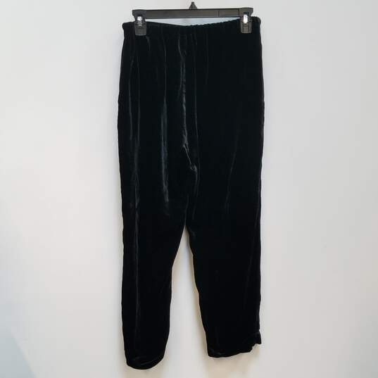 Womens Black Velvet Long Sleeve Elastic Waist Pull-On Pajama Top Size 40 image number 3