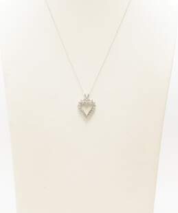10K White Gold 0.43 CTTW Diamond Open Heart Pendant Necklace 2.4g