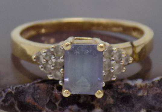 14K Yellow Gold Tanzanite & White Sapphire Ring for Repair 3.3g image number 6