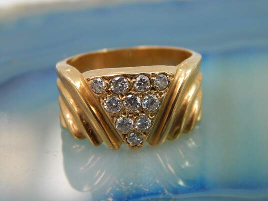 Vintage 18K Yellow Gold 0.50 CTTW Round Diamond Ridged Ring 6.0g image number 7