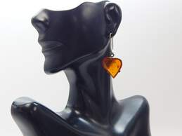 Artisan 925 Amber Cross Pendant & Heart Drop Earrings 7.5g alternative image