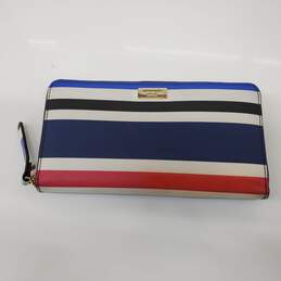Kate Spade New York Multicolored Striped Zip Around PVC Wallet AUTHENTICATED