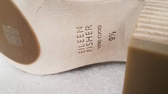 Eileen Fisher Nikki Beige Nubuck Leather Women's  Peep Toe Heels sz 9.5 image number 3