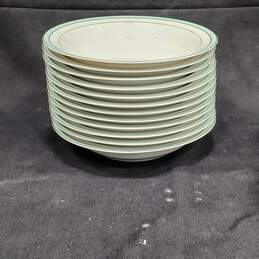Set of 12 Thun Bohemia Fine Porcelain White & Seafoam Blue Soup Bowls