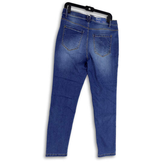 NWT Womens Blue Denim Medium Wash Ultra Soft Slim Skinny Leg Jeans Sz 14/32 image number 2