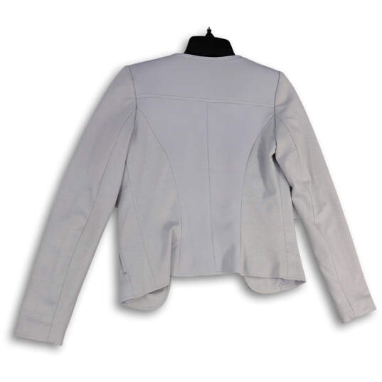 Womens Gray Regular Fit Long Sleeve Zip Pockets Open Front Blazer Size 34 image number 2