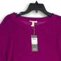 NWT Eileen Fisher Womens Purple Round Neck Long Sleeve Pullover Sweater Size L image number 3